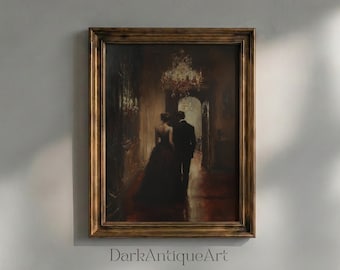 Dark Academia Couple Art Print: Elegant Ballroom Decor (Digital Download)
