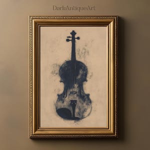 Ethereal Melody | Dark Academia Violin Art Print, Moody Aesthetic Printable, Classical Music Decor, Antique Wall Art