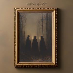 Ethereal Night Gathering | Dark Academia Print, Gothic Aesthetic Poster, Witchy Wall Art, Mysterious Home Decor