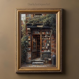 Mystische Bibliothek: Dark Academia Vintage Malerei druckbare, launische Bibliothek Wandkunst für Wohnkultur, Dark Academia Print, Bibliothek Wanddekor
