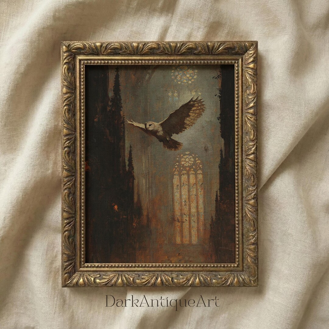 Ethereal Owl Print: Dark Academia Gothic Wall Decor (digital Download ...