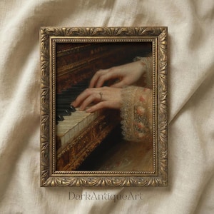 Impressão artística de piano no estilo Dark Academia: Decoração gótica vitoriana (Download digital)