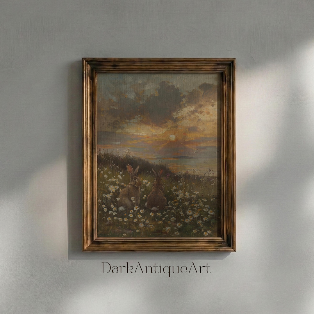 Meadow Sunset Reverie | Cottagecore Art, Rabbit Print, Nature-inspired ...