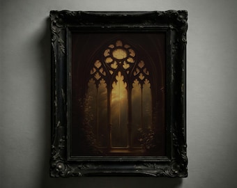 Victorian Gothic Window Painting: Creepy Halloween Wall Art (Digital Download)