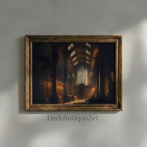 Dark Academia Bibliothek Ölgemälde Kunstdruck (Kunstdruck) (Digitaler Download)