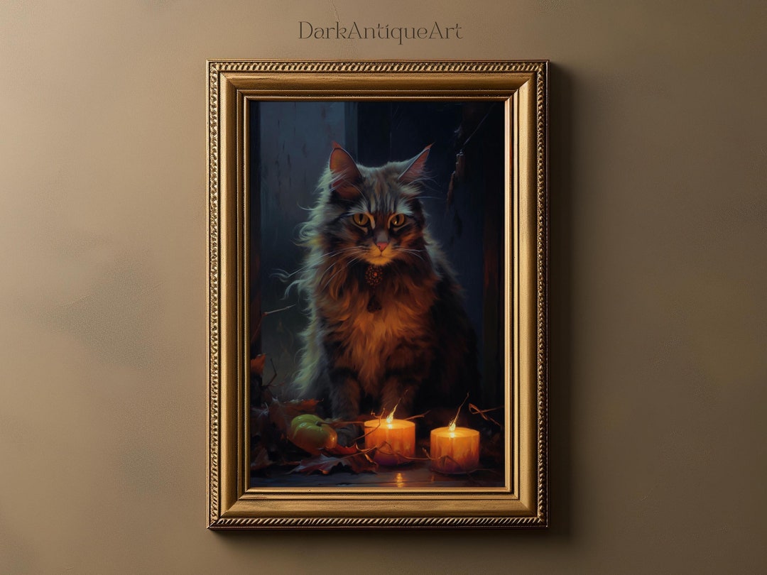 Witch Cat Dark Academia Dark Cottagecore Printable Wall Art Gothic Wall ...
