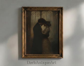 Victorian Lovers Art Print: Dark Academia Gothic Romance (Digital Download)