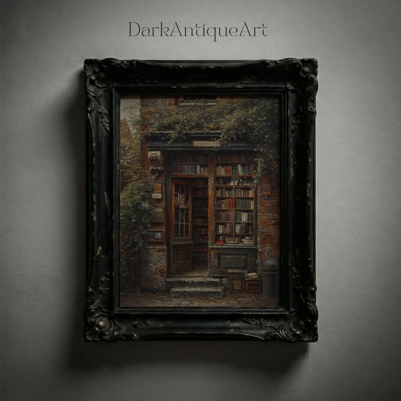 Dark Academia Library Painting: Moody Vintage Wall Art (Digital Download) image 8