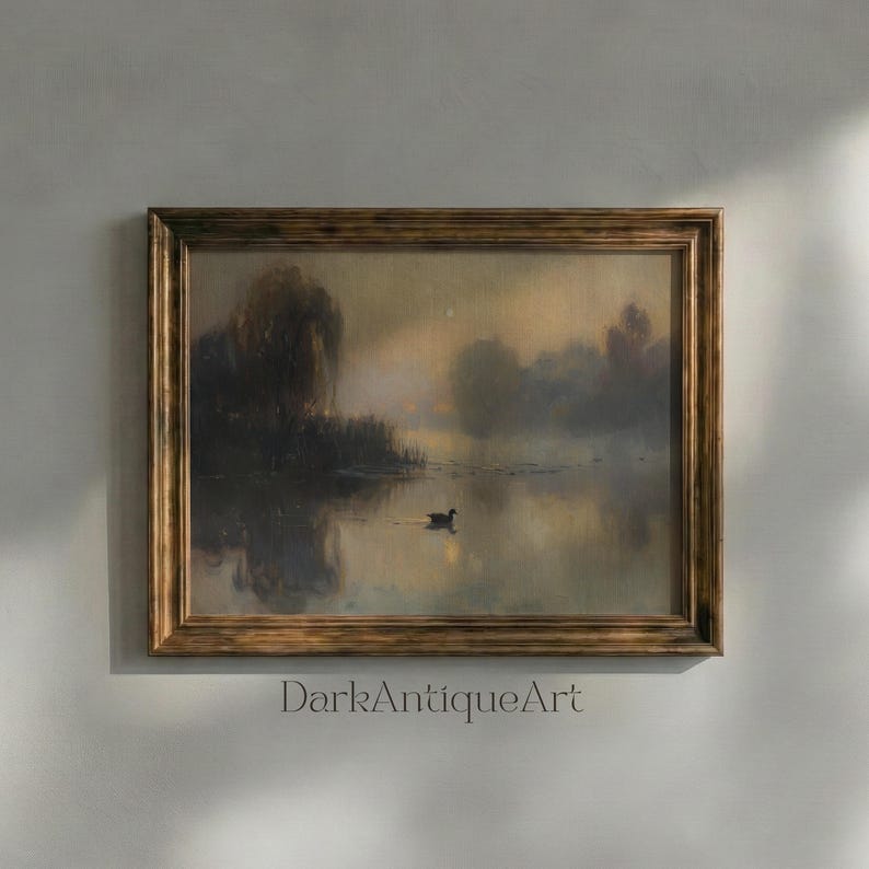 Serene countryside digital art that invites calmness with its depiction of a misty waterscape.