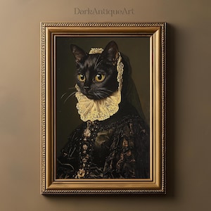Aristocat Portrait | Dark Academia Style, Vintage Cat Decor, Elegant Printable Art, Regal Feline Wall Decor