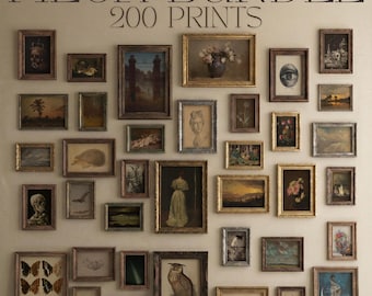 Megapack de arte para pared de galería Dark Academia, 200 láminas vintage con ambiente melancólico, descarga de arte imprimible estilo cottagecore gótico