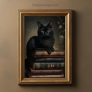 Gato Bruxo | Academia Negra | Cottagecore escuro | Arte de parede para impressão | Arte de parede gótica | Decoração de quarto de bruxa | Pôster da Bruxa | Download Digital