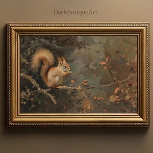 Whimsical Woodland Squirrel | Cottagecore Animal Printable, Rustic Forest Art, Countryside Nature Decor