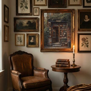Dark Academia Library Painting: Moody Vintage Wall Art (Digital Download) image 18