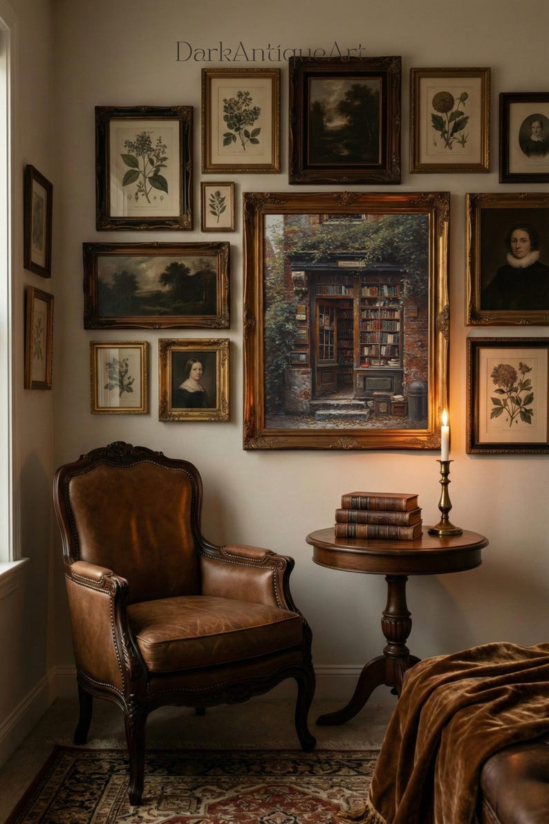 Dark Academia Library Painting: Moody Vintage Wall Art (Digital Download) image 18