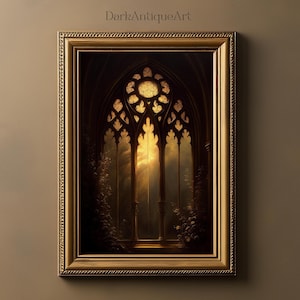 Gothic Fensterbild | Viktorianische Gotik | Halloween Kunst | Gruselige Goth Kunst | Vintage Gemälde | Okkulte Kunstdrucke | Dunkles Dekor