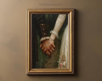 Eternal Embrace: Dark Academia Vintage Artwork, Moody Gothic Library Decor, Antique Aesthetic Printable
