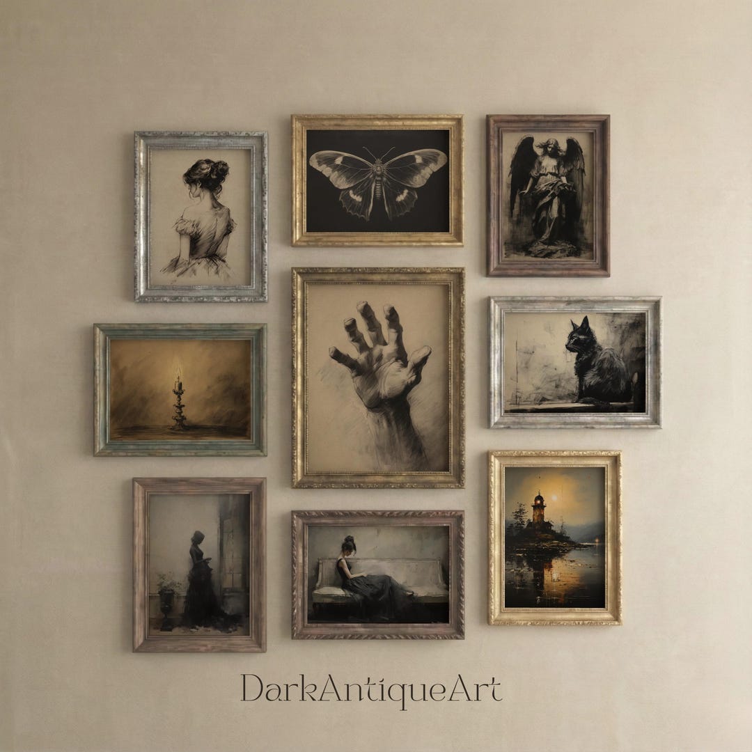Dark Academia Gallery Wall Art Set: Vintage Moody Prints (digital ...