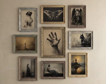 Dark Academia Gallery Wall Art Set: Vintage Moody Prints (Digital Download)