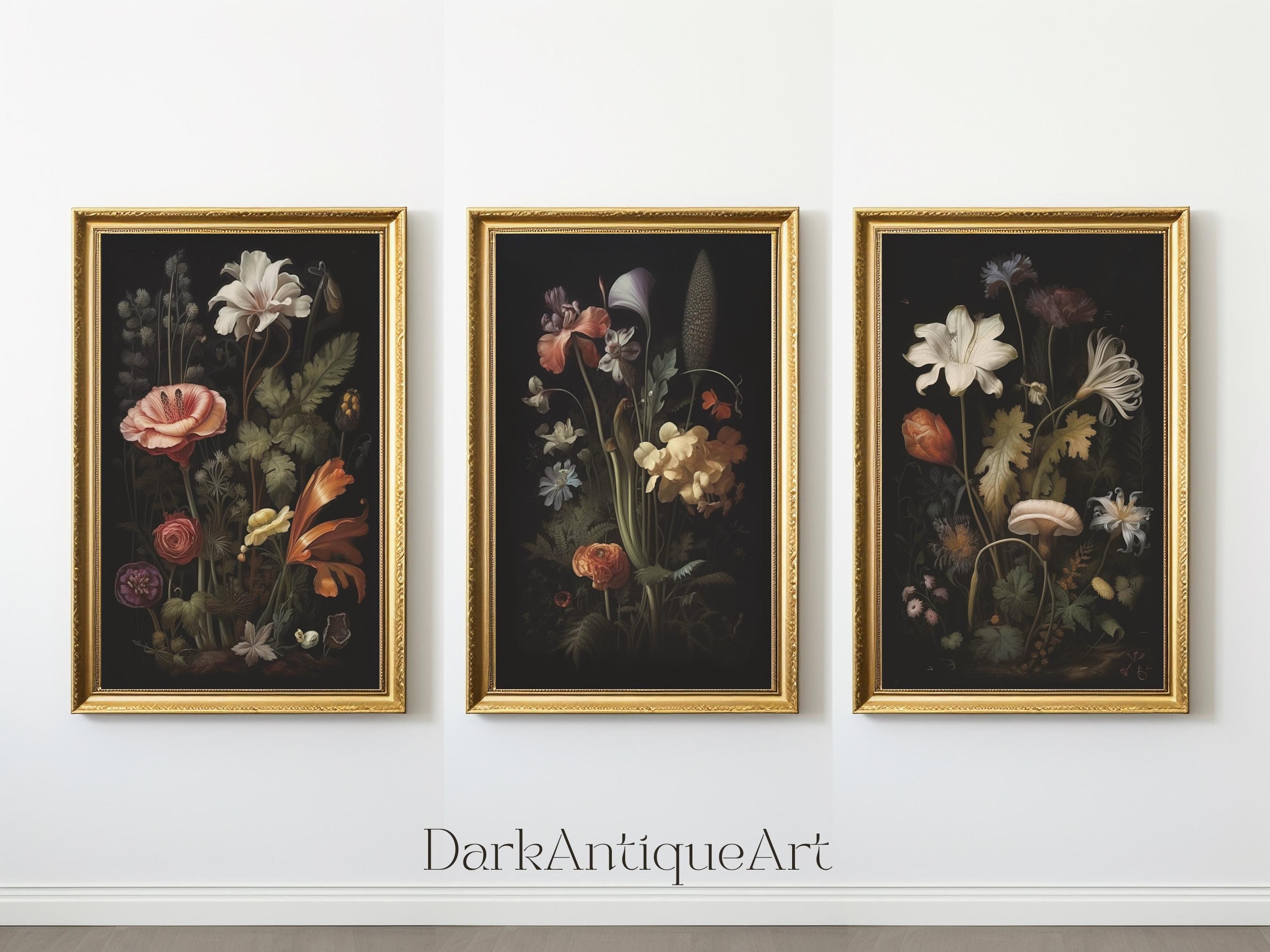 Dark Botanical Print Set: Moody Cottagecore Gallery Wall Art (digital ...