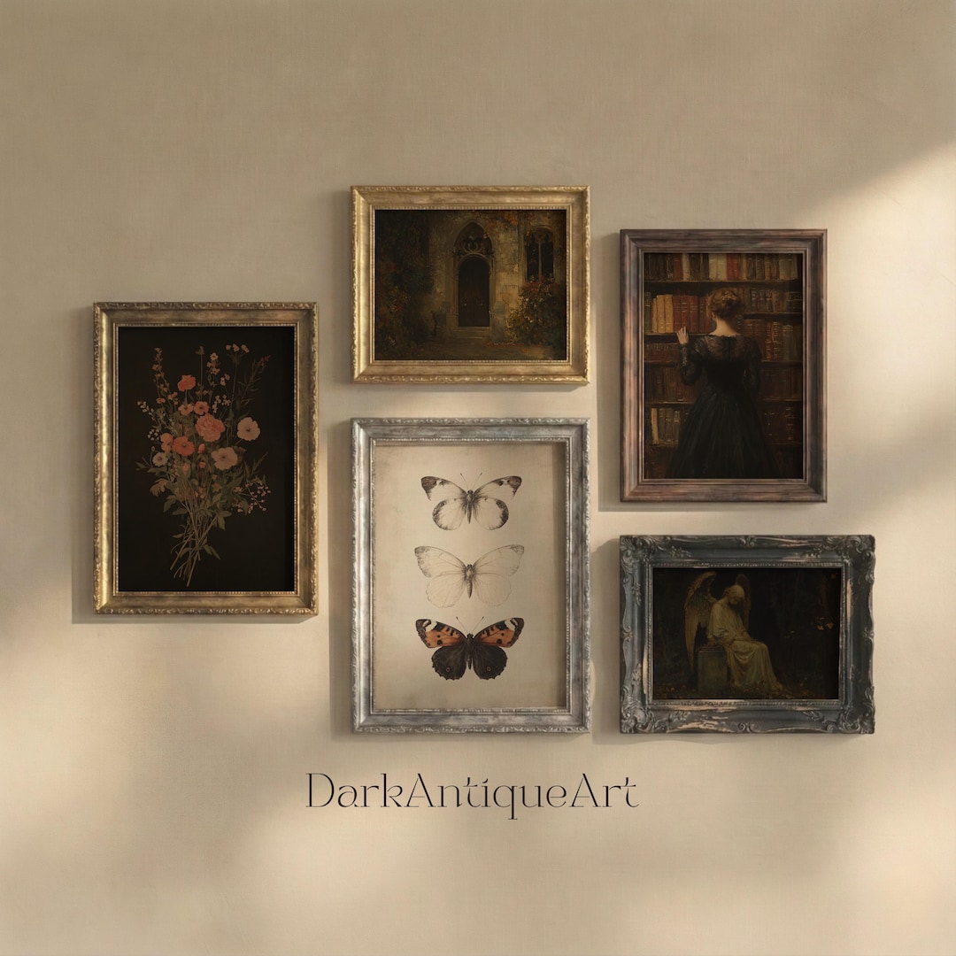 Dark Academia Gallery Wall Art: Gothic Library Print Set (digital ...