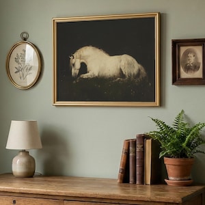 Ethereal White Horse Art Print | Dark Academia Wall Decor (Digital Download) image 17