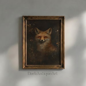Retrato de Raposa Encantada: Dark Academia Woodland Art (Download Digital)