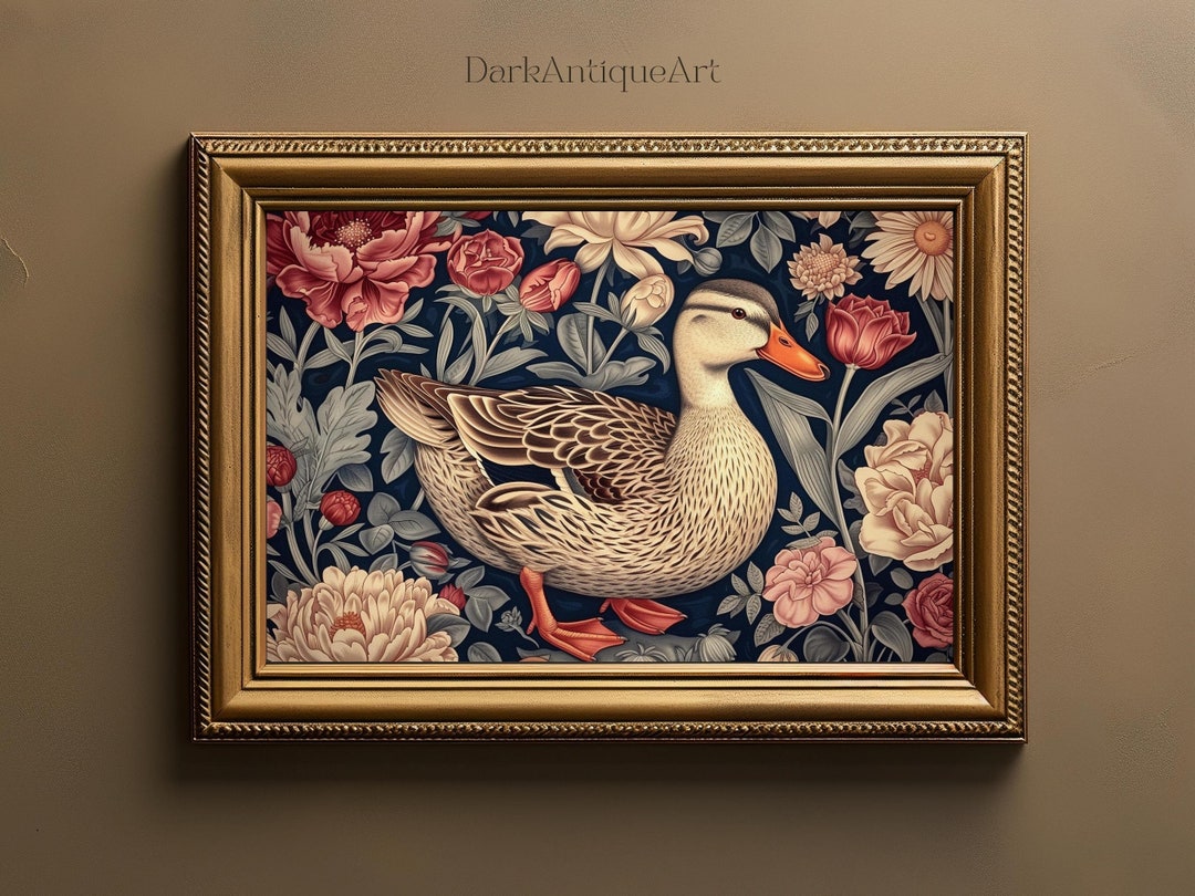Vintage Duck Painting Floral Wall Art Vintage Wall Decor Duck Floral ...