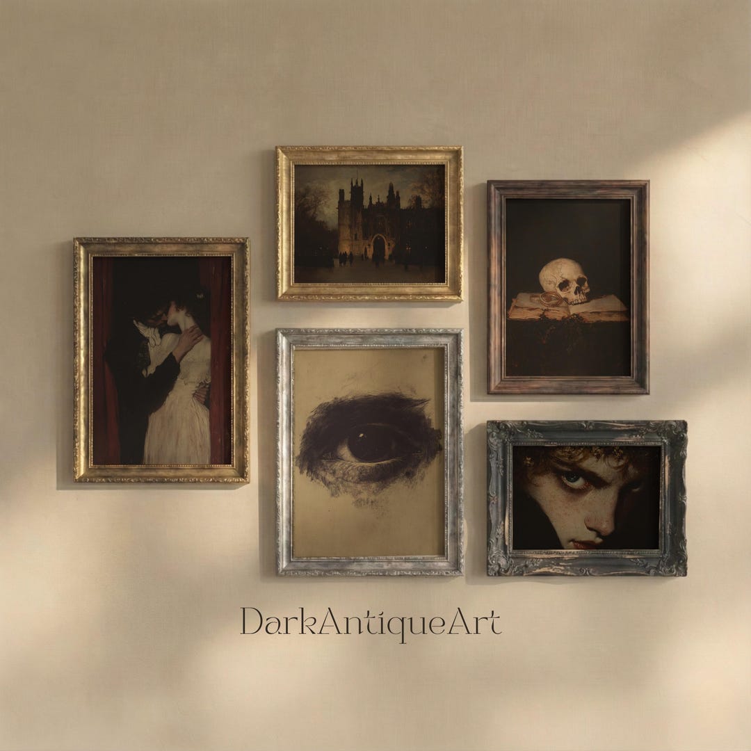 Dark Academia Gallery Wall Art Set: Moody Antique Prints (digital ...