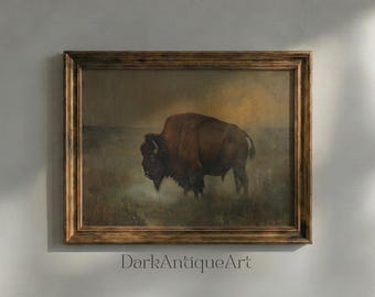 Majestic Bison | Countryside Wildlife Art Print, Rustic Landscape Printable, Nature-Inspired Home Decor