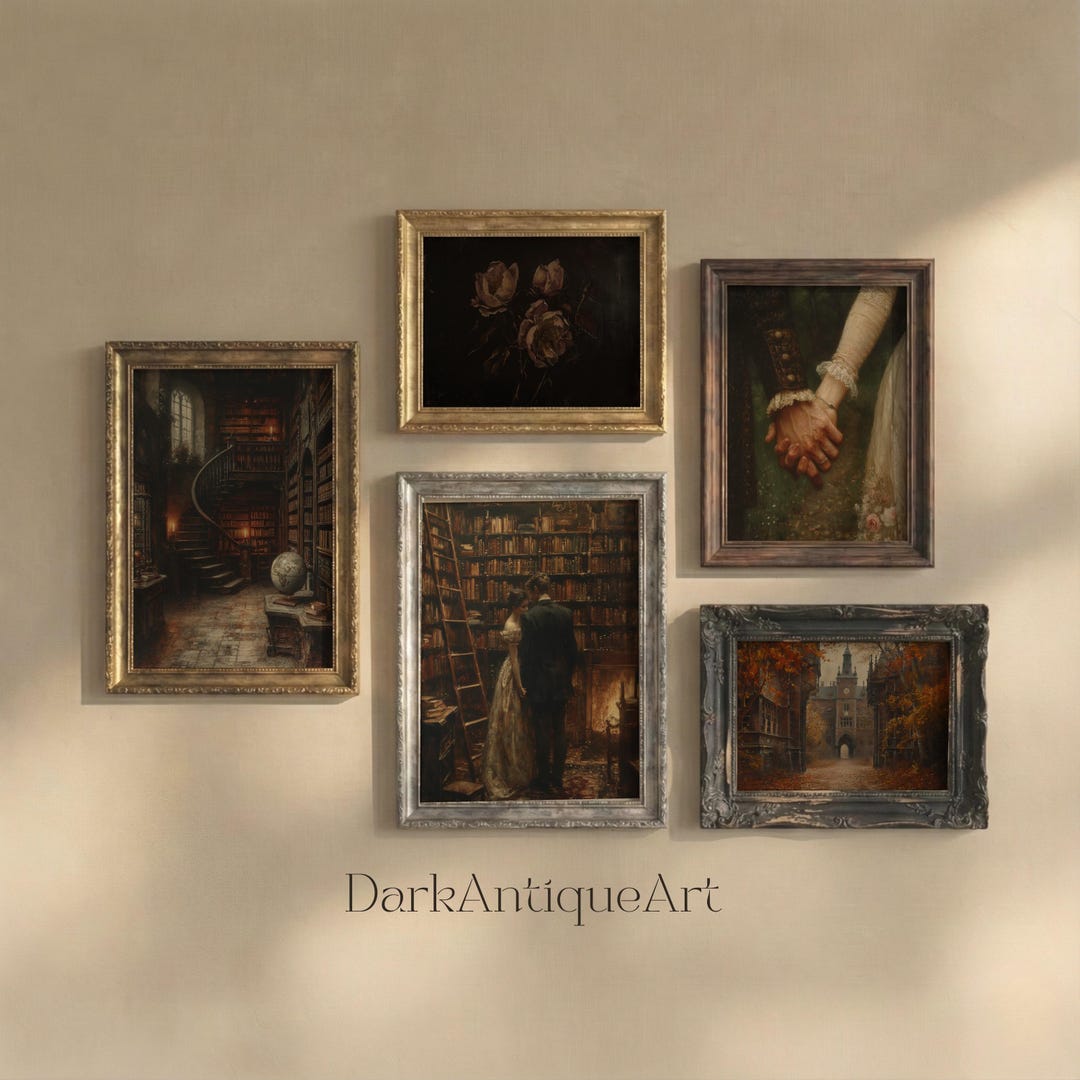 Dark Academia Gallery Wall Art Set: Moody Vintage Prints (digital ...
