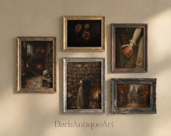 Dark Academia Gallery Wall Art Set: Moody Vintage Prints (Digital Download)