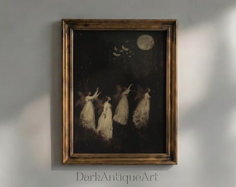 Kunstprint 'Moonlit Fairy': Donkere academische gotische decoratie (digitale download)