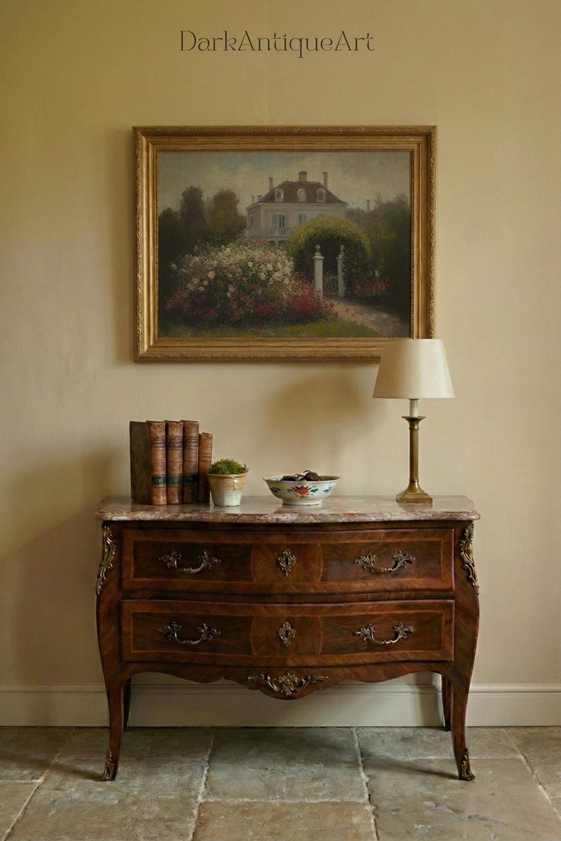Victorian House Oil Painting: Vintage Rose Garden Art (Digital Download) image 15