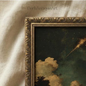 Antique celestial decor at its finest, this printable art embodies the enchanting allure of a starlit romantic sky.