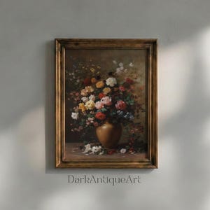 Victorian Floral Print: Dark Academia Antique Flower Art (Digital Download) image 1