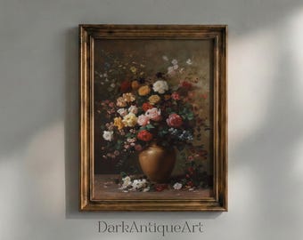 Victorian Floral Print: Dark Academia Antique Flower Art (Digital Download)
