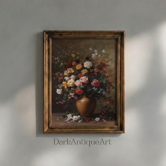 Victorian Floral Print: Dark Academia Antique Flower Art (Digital Download)