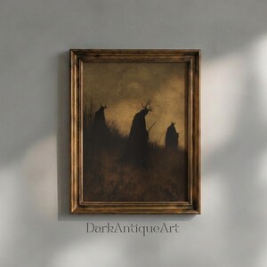 Mystische Mondscheinwesen | Hexe Horror Art, Dark Academia druckbare, verzauberte Landschaftswanddekor