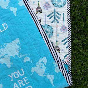 Travel Baby Quilt | Baby Shower Gift | Baby Boy Quilt | Gift for Baby | Handmade Baby Quilt | Whole Cloth Quilt | Gender Neutral