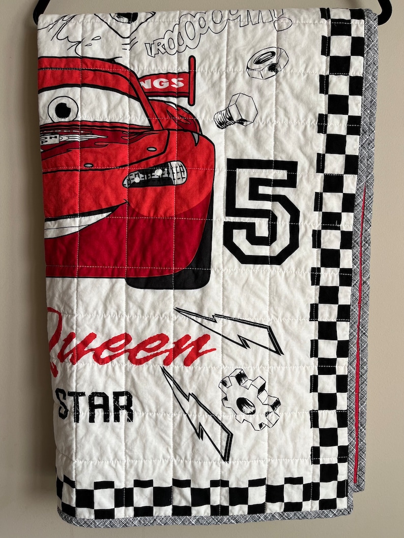 Custom Handmade Lightning Mcqueen Quilt Baby Shower Gift Baby Boy Quilt