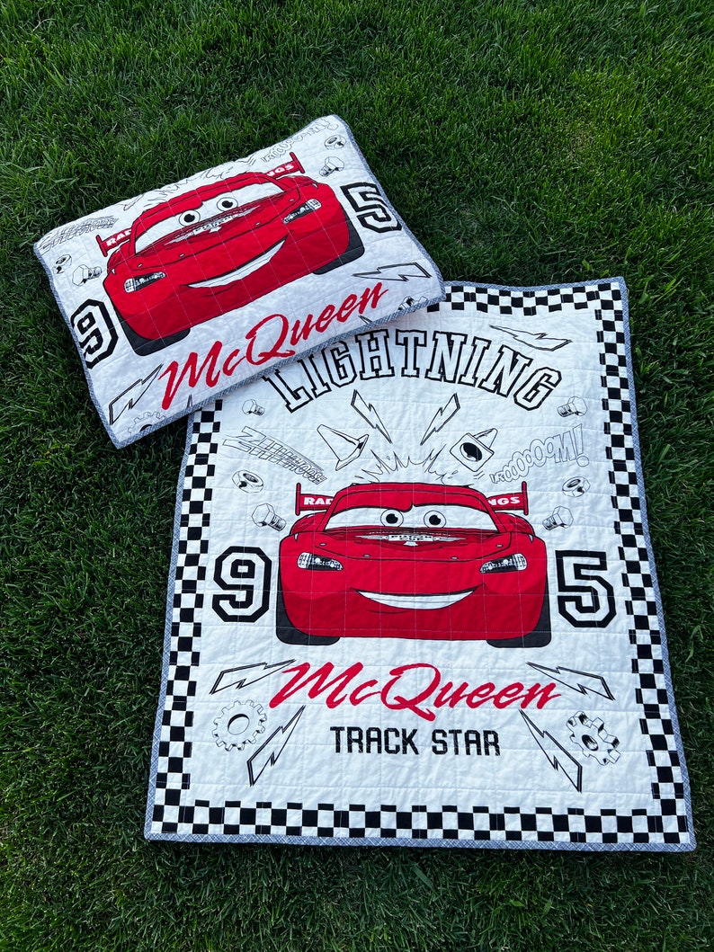Custom Handmade Lightning Mcqueen Quilt Baby Shower Gift Baby Boy Quilt