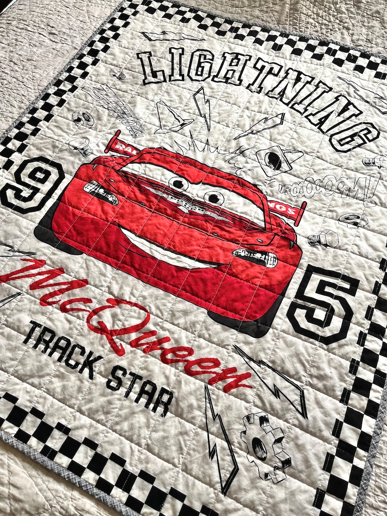 Custom Handmade Lightning Mcqueen Quilt Baby Shower Gift Baby Boy Quilt