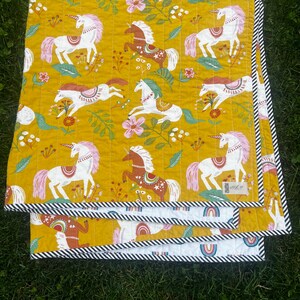 Rainbow Baby Quilt | Baby Shower Gift | Baby Girl Quilt | Gift for Baby | Handmade Baby Quilt | Whole Cloth Quilt | Pink and Gold