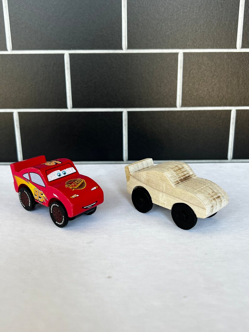 Disney Lightning Mcqueen Unfinished Wooden Train Toy Car DIY Etsy