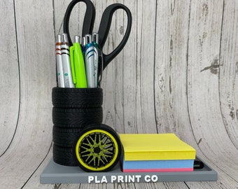 Automotive Personalized Tire Shop Pen Holder and Storage Tray Desk Organizer