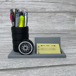 Automotive Tire Stack Pen Holder and Business Card Organizer, Automotive Desk Organizer, Unique Gift Idea for Mechanics and Car Lovers