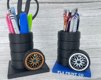 Race Car Tire Stack Pen Holder, Personalized Auto Decor