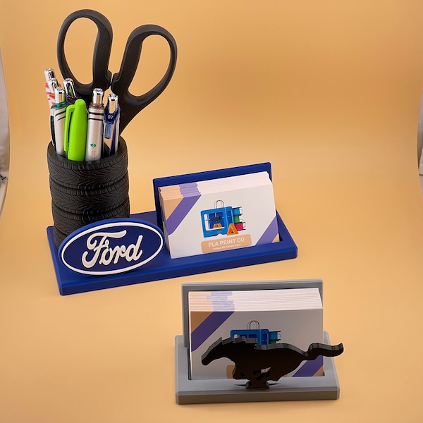 Ford Business Card Holder,  Ford Mustang Stack Tires Pen Holder, Truck F150 Desk Organizer - Unique Automotive Gift