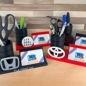 Automotive Garage Pen Holder Decor and Business Card Organizer, Automotive Desk Organizer, Unique Gift Idea for Mechanics and Car Lovers